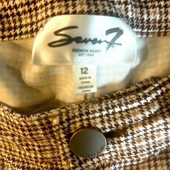 EUC Seven7 SZ 12 brown/white/cream houndstooth print jegging, faux front pockets - Picture 4 of 4